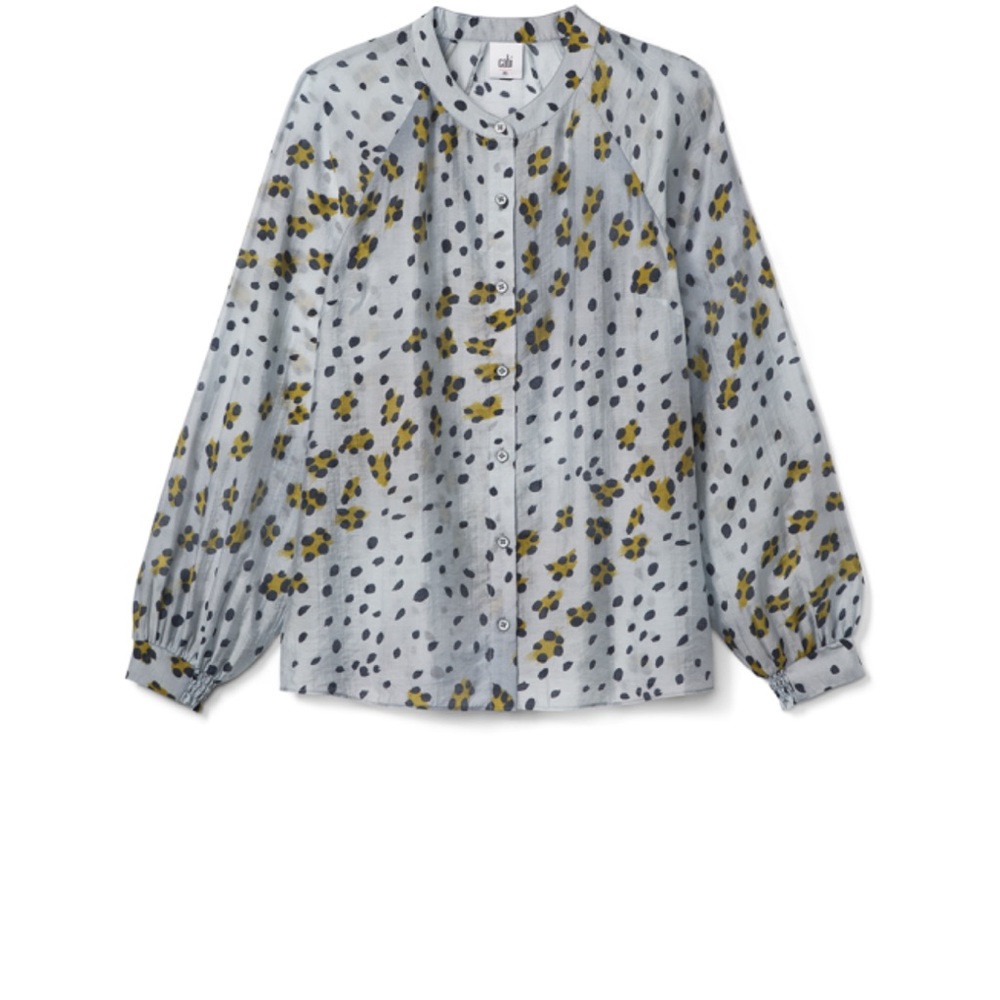 CAbi Floral Blouse - Blue and Yellow